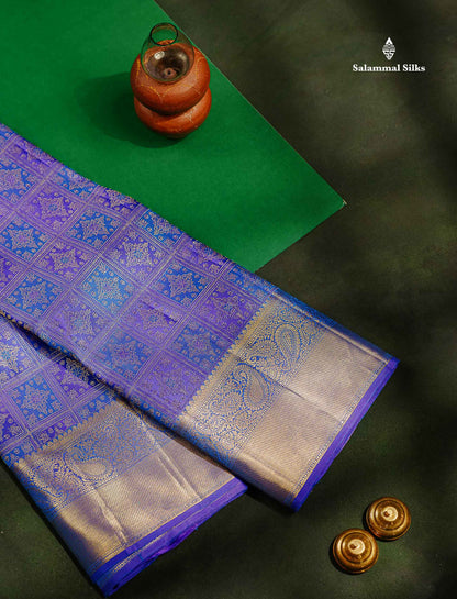 Beautiful Royal Blue Meenakari Work Bridal Pure Kanjivaram Silk Saree With Traditional Border