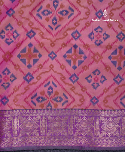 Beautiful Light Pink Semi Soft Silk Saree With Contrast Purple Fancy Border