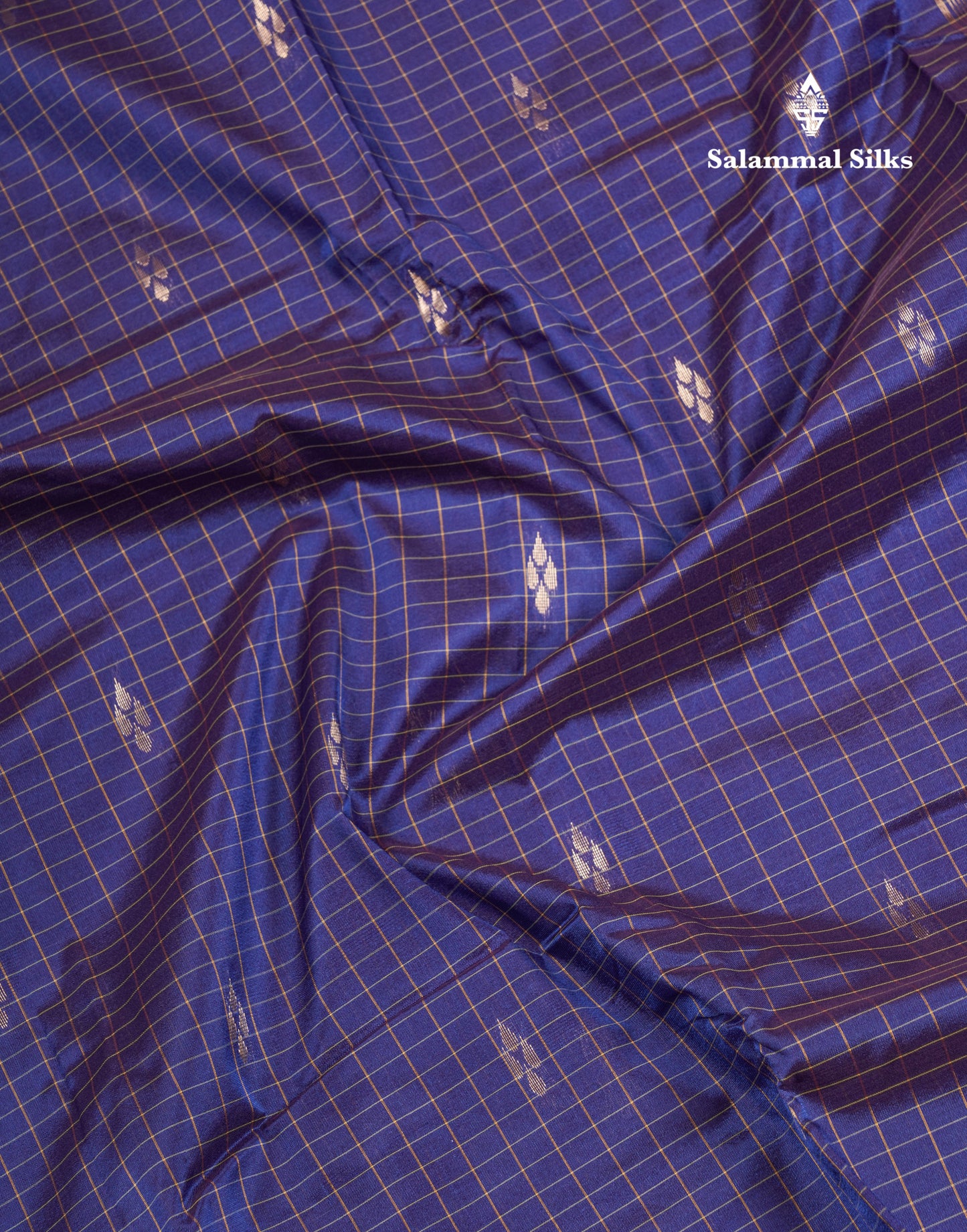 Mustard Yellow Checks With Butta Light Weight Semi Silk Saree With Small Border