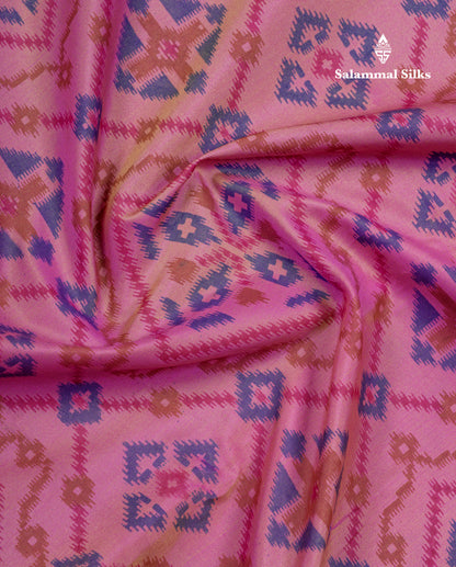 Beautiful Light Pink Semi Soft Silk Saree With Contrast Purple Fancy Border