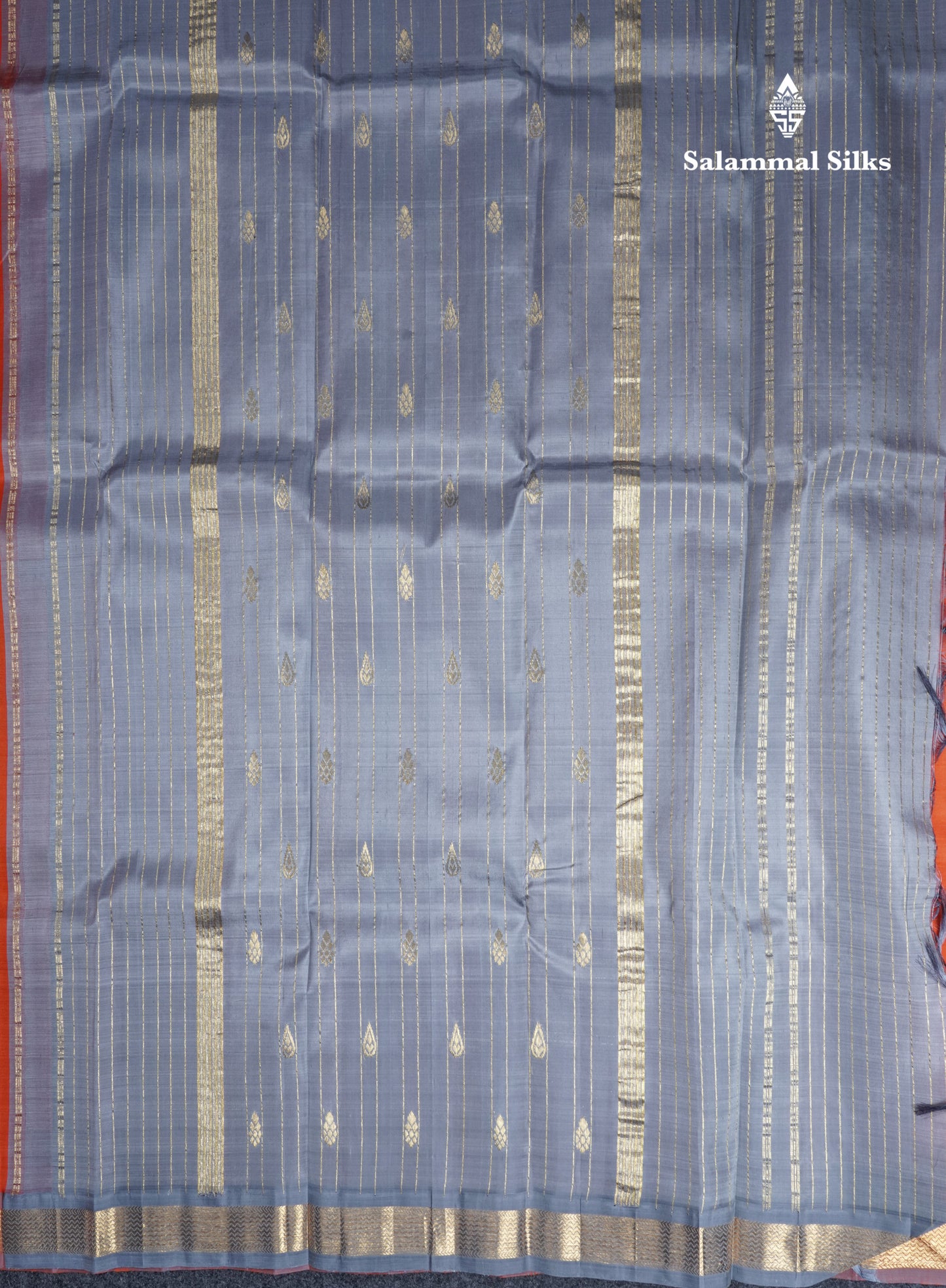 Orange Pure Kanjivaram Silk Saree With One Side Traditional Small Border