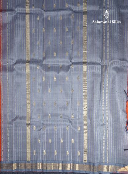 Orange Pure Kanjivaram Silk Saree With One Side Traditional Small Border