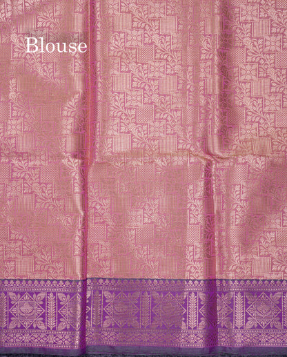 Beautiful Light Pink Semi Soft Silk Saree With Contrast Purple Fancy Border