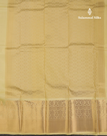 Beautiful Light Yellow Pure Kanjivaram Silk Saree With Traditional Pallaku Border