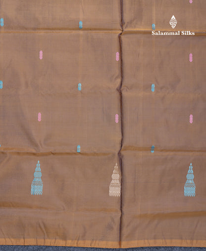 Brown Banana Pinth Saree (Vaazhainaar Pattu) With Contrast Pink Blouse