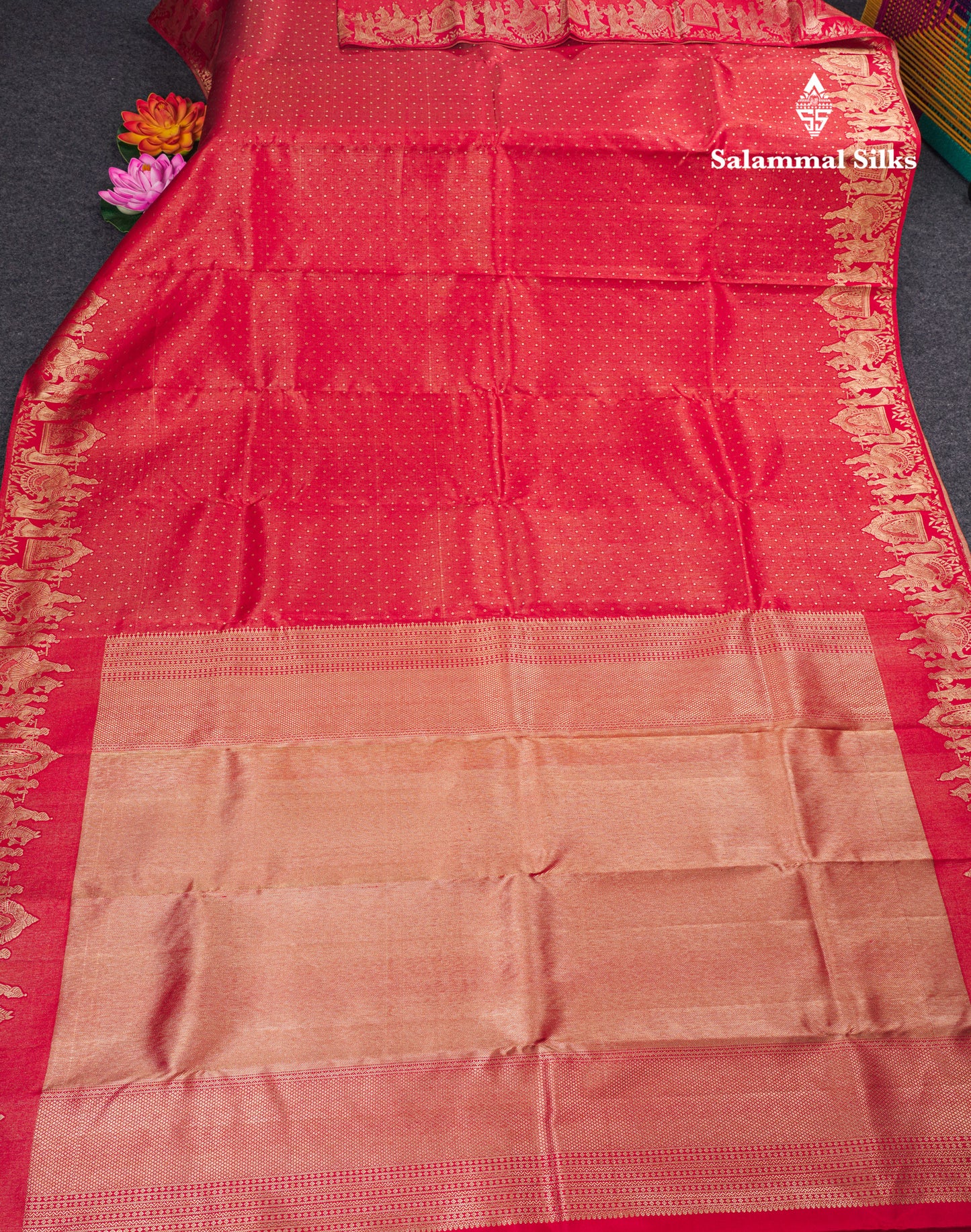 Chilly Red Pure Kanjivaram Silk Saree With Traditional Pallaku Border