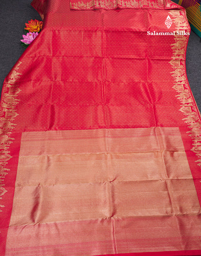 Chilly Red Pure Kanjivaram Silk Saree With Traditional Pallaku Border