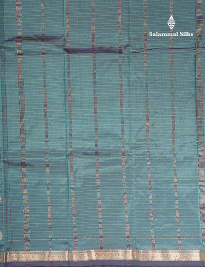 Mustard Yellow Checks With Butta Light Weight Semi Silk Saree With Small Border