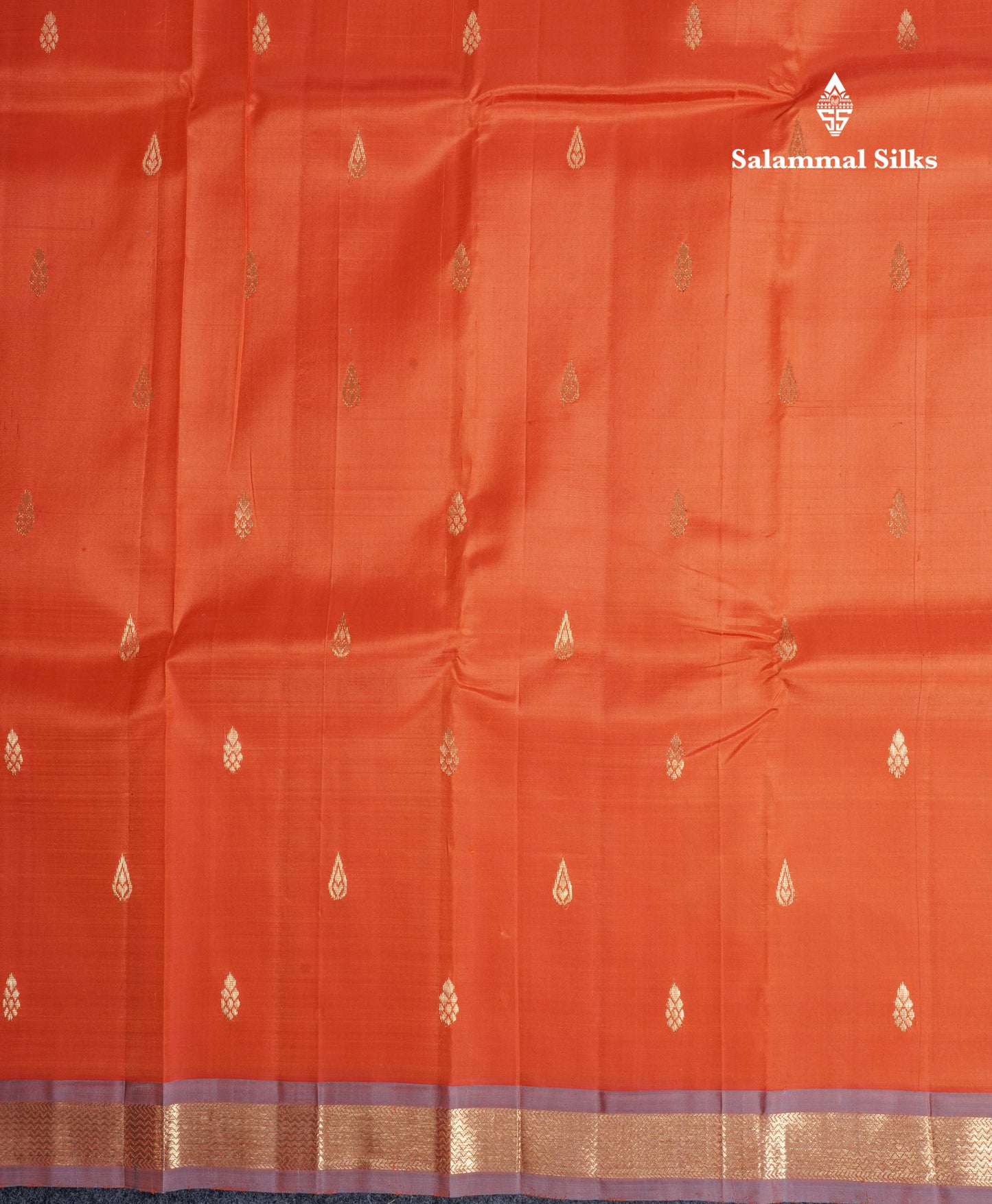 Orange Pure Kanjivaram Silk Saree With One Side Traditional Small Border