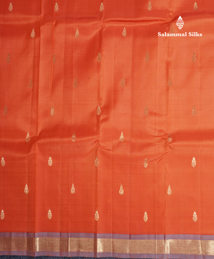 Orange Pure Kanjivaram Silk Saree With One Side Traditional Small Border