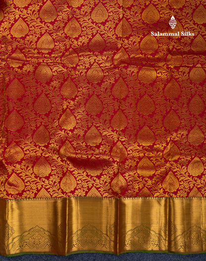 Maroon Bridal Pure Kanjivaram Silk Saree With Contrast Green Blouse