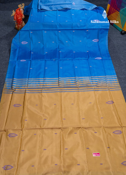 Blue Banana Pinth Saree (Vaazhainaar Pattu) With Contrast Dark Sandal Blouse