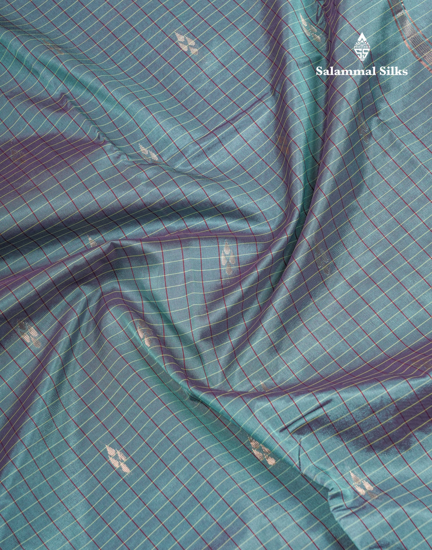 Mustard Yellow Checks With Butta Light Weight Semi Silk Saree With Small Border
