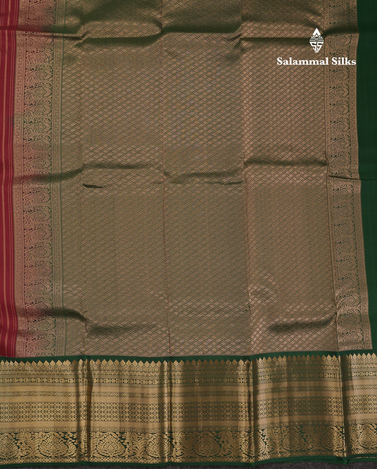 Beautiful Dark Maroon Pure Kanjivaram Silk Saree with Contrast Bottle Green Traditional Evening Morning Border