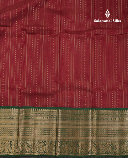 Beautiful Dark Maroon Pure Kanjivaram Silk Saree with Contrast Bottle Green Traditional Evening Morning Border