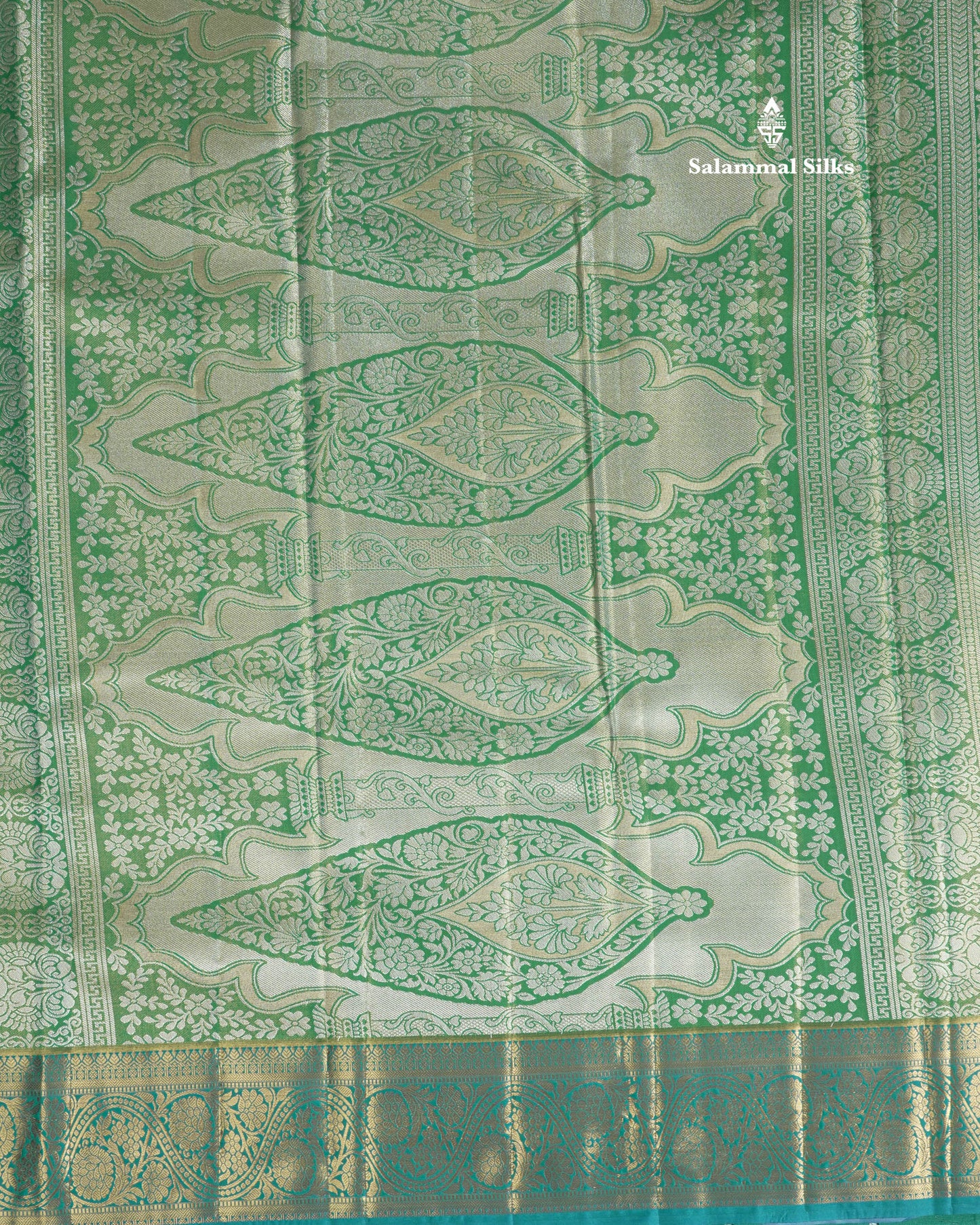 Light Green Tissue Bridal Semi Silk Saree With Contrast Magenta Border