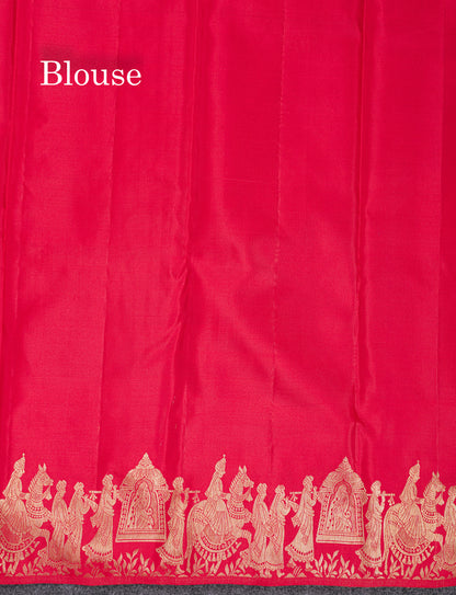 Chilly Red Pure Kanjivaram Silk Saree With Traditional Pallaku Border