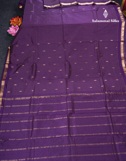 Mustard Yellow Checks With Butta Light Weight Semi Silk Saree With Small Border