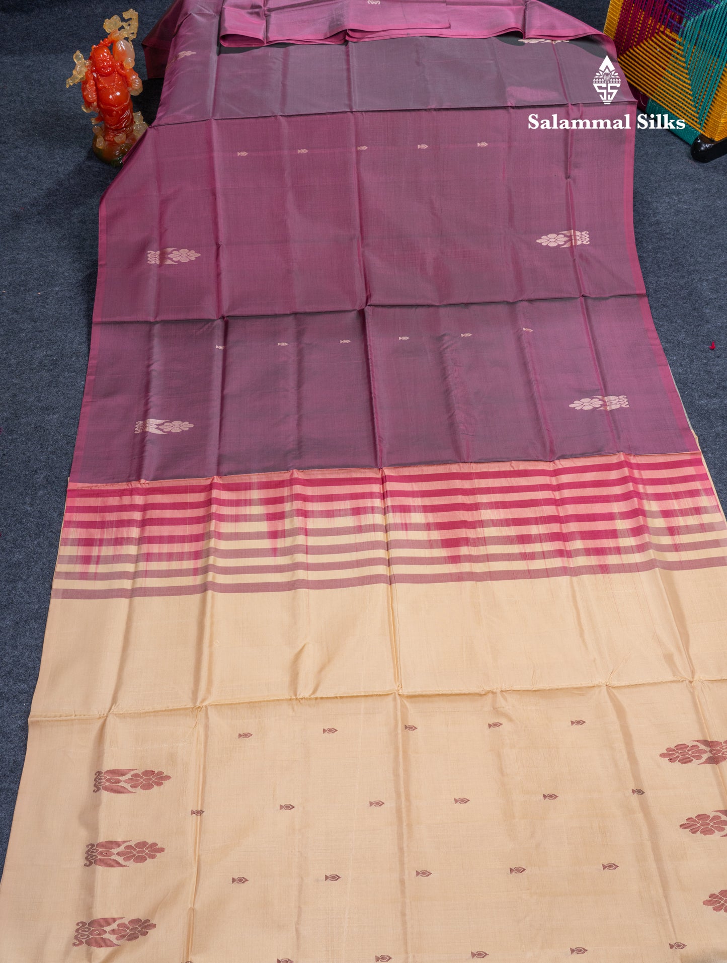 Magenta Banana Pinth Saree (Vaazhainaar Pattu) With Contrast Sandal Blouse