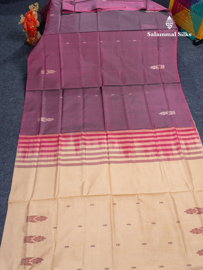 Magenta Banana Pinth Saree (Vaazhainaar Pattu) With Contrast Sandal Blouse
