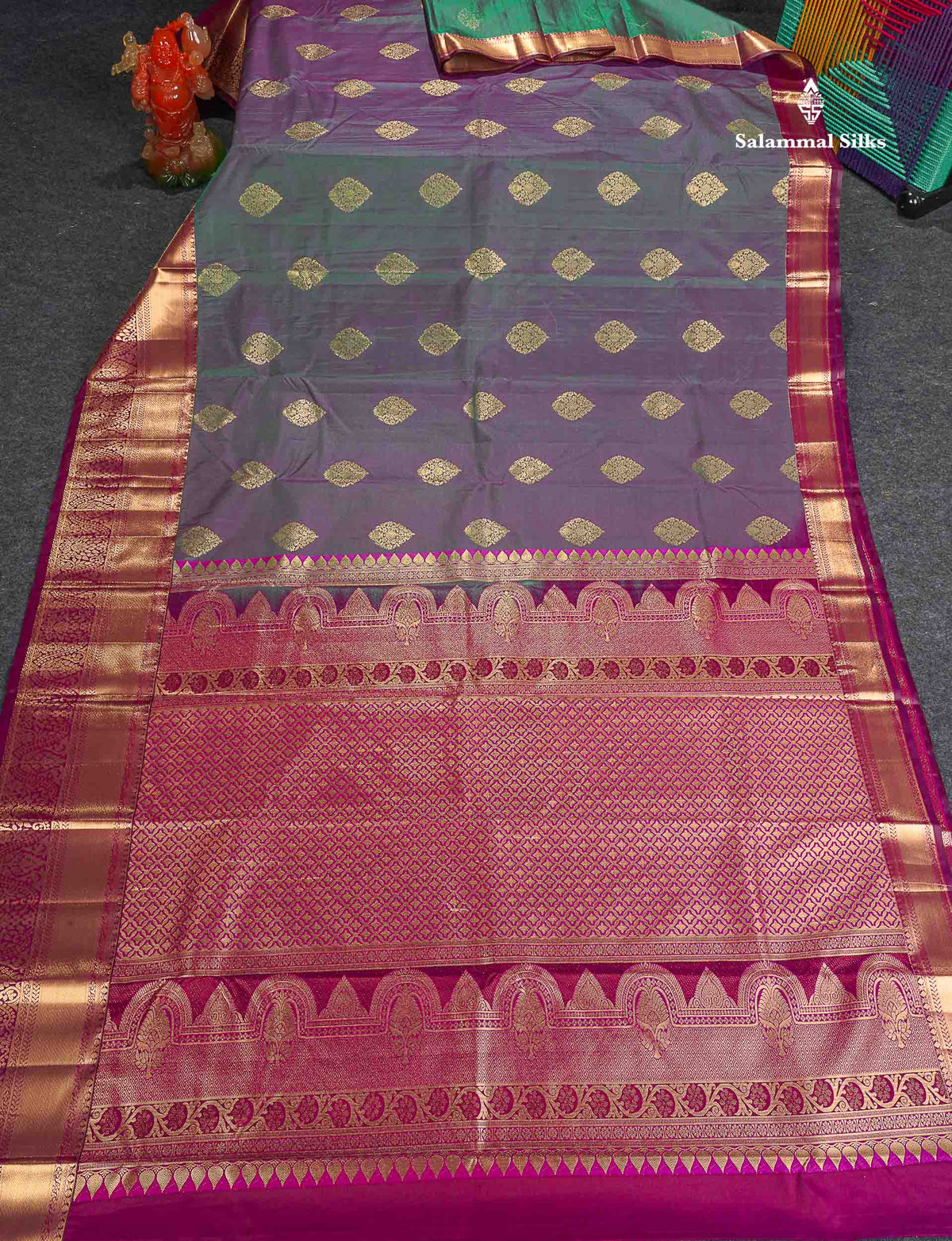 Semi Silk Saree - Dual Tone Purple Colour Body With Contrast Magenta Traditional Evening Morning Border