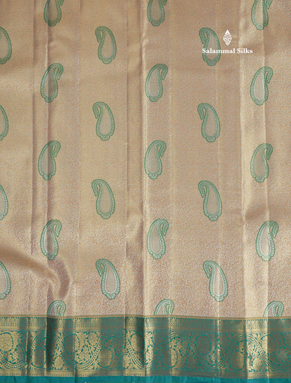 Light Green Tissue Bridal Semi Silk Saree With Contrast Magenta Border