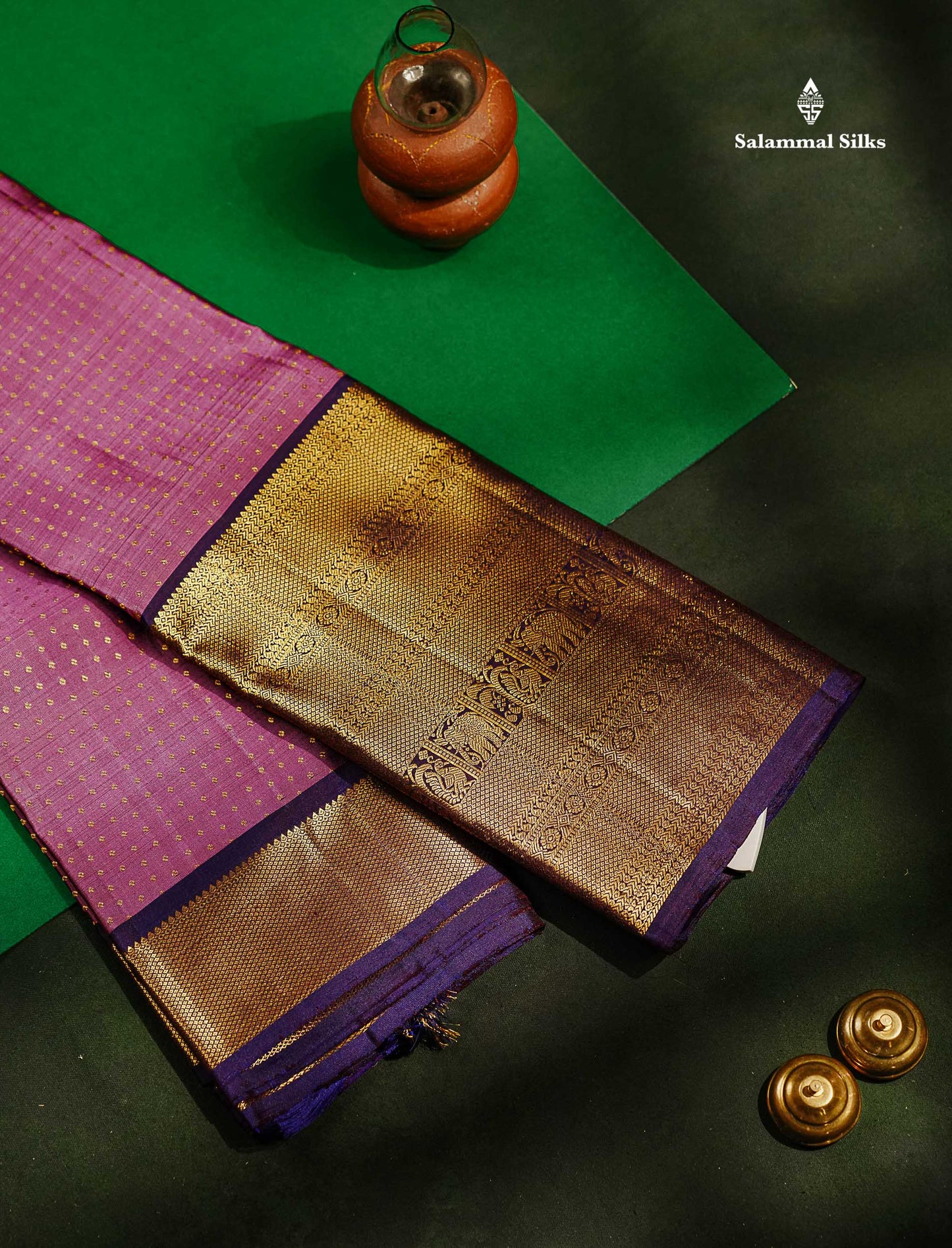 Beautiful Rust Orange Pure Kanjivaram Silk Saree With Contrast Navy Blue Traditional Evening Morning Border