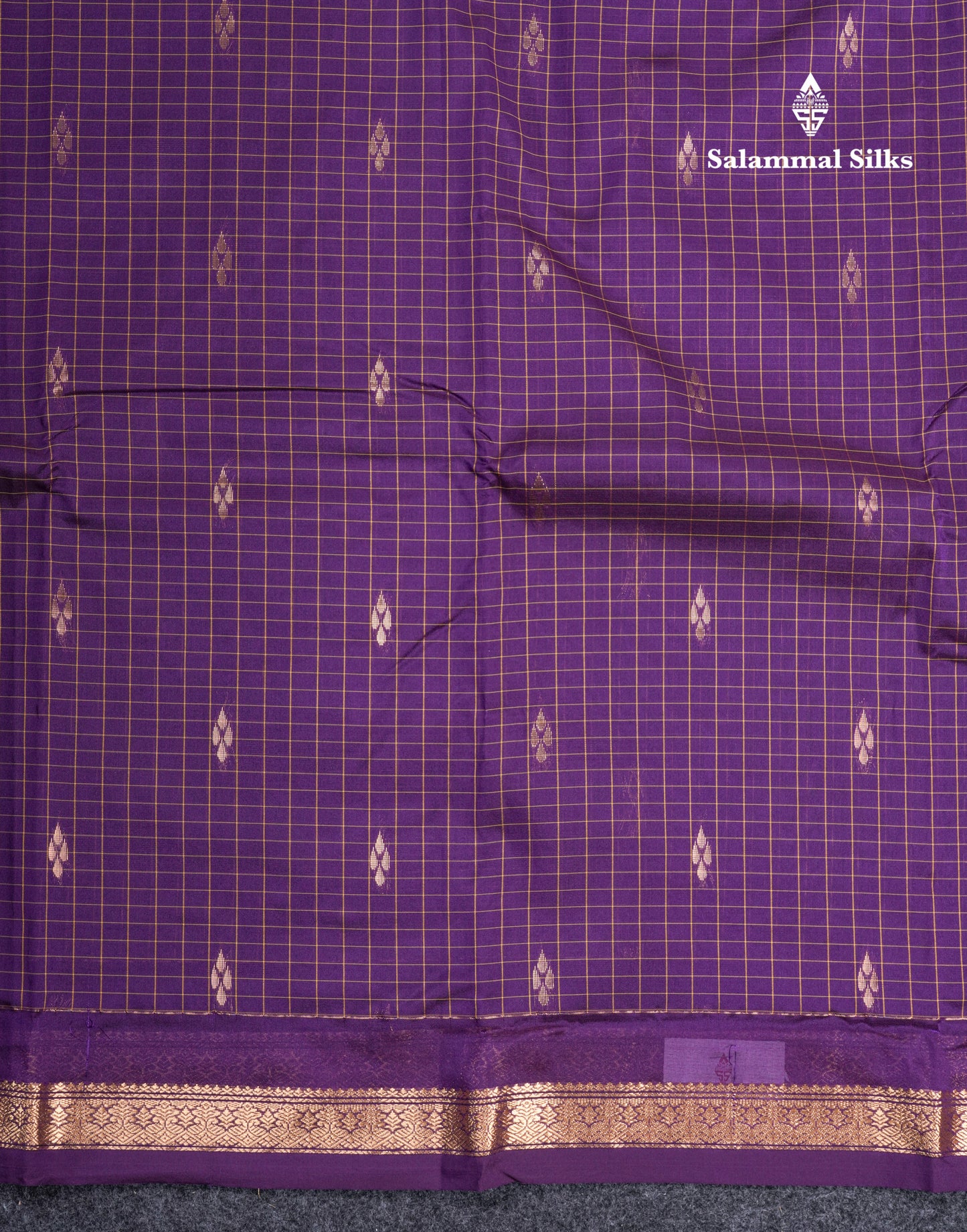 Mustard Yellow Checks With Butta Light Weight Semi Silk Saree With Small Border