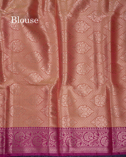 Beautiful Light Orange Semi Soft Silk Saree With Contrast Pink Fancy Border