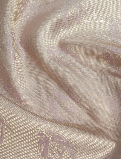 Beautiful Light Lavender Pure Kanjivaram Silk Saree With Self Border