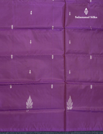 Dark Purple Banana Pinth Saree (Vaazhainaar Pattu) With Contrast Pinkish Peach Blouse
