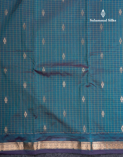 Mustard Yellow Checks With Butta Light Weight Semi Silk Saree With Small Border