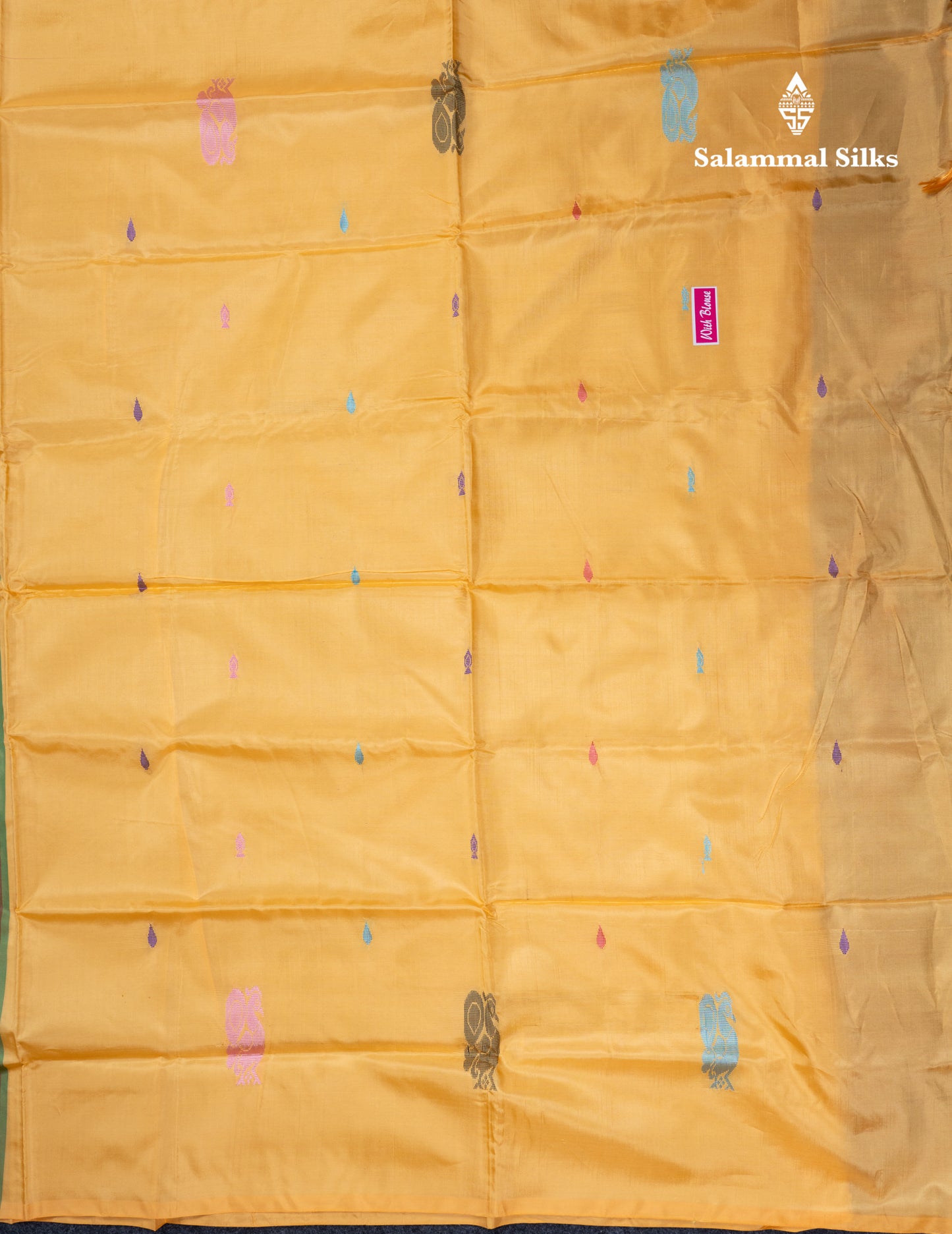 Magenta Banana Pinth Saree (Vaazhainaar Pattu) With Contrast Yellow Blouse
