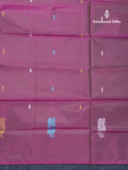 Magenta Banana Pinth Saree (Vaazhainaar Pattu) With Contrast Yellow Blouse