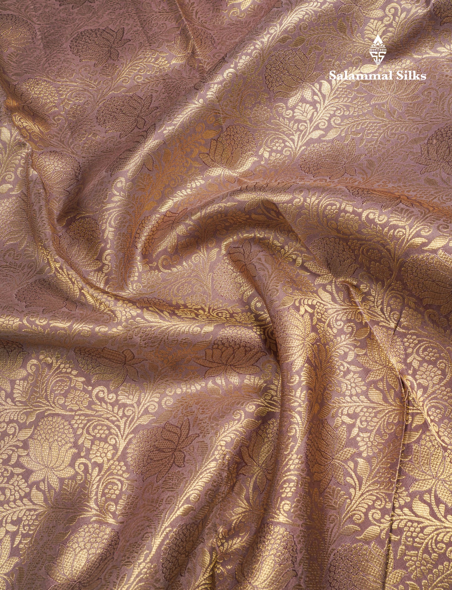 Beautiful Light Brown Bridal Pure Kanjivaram Silk Saree With Contrast Light Ramar Blue Border