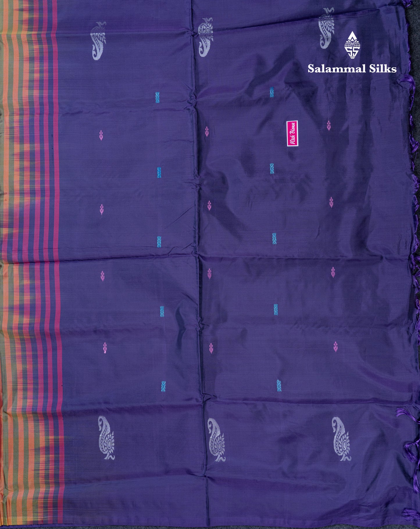 Dual Tone Pastel Blue Banana Pinth Saree (Vaazhainaar Pattu) With Contrast Dark Purple Blouse