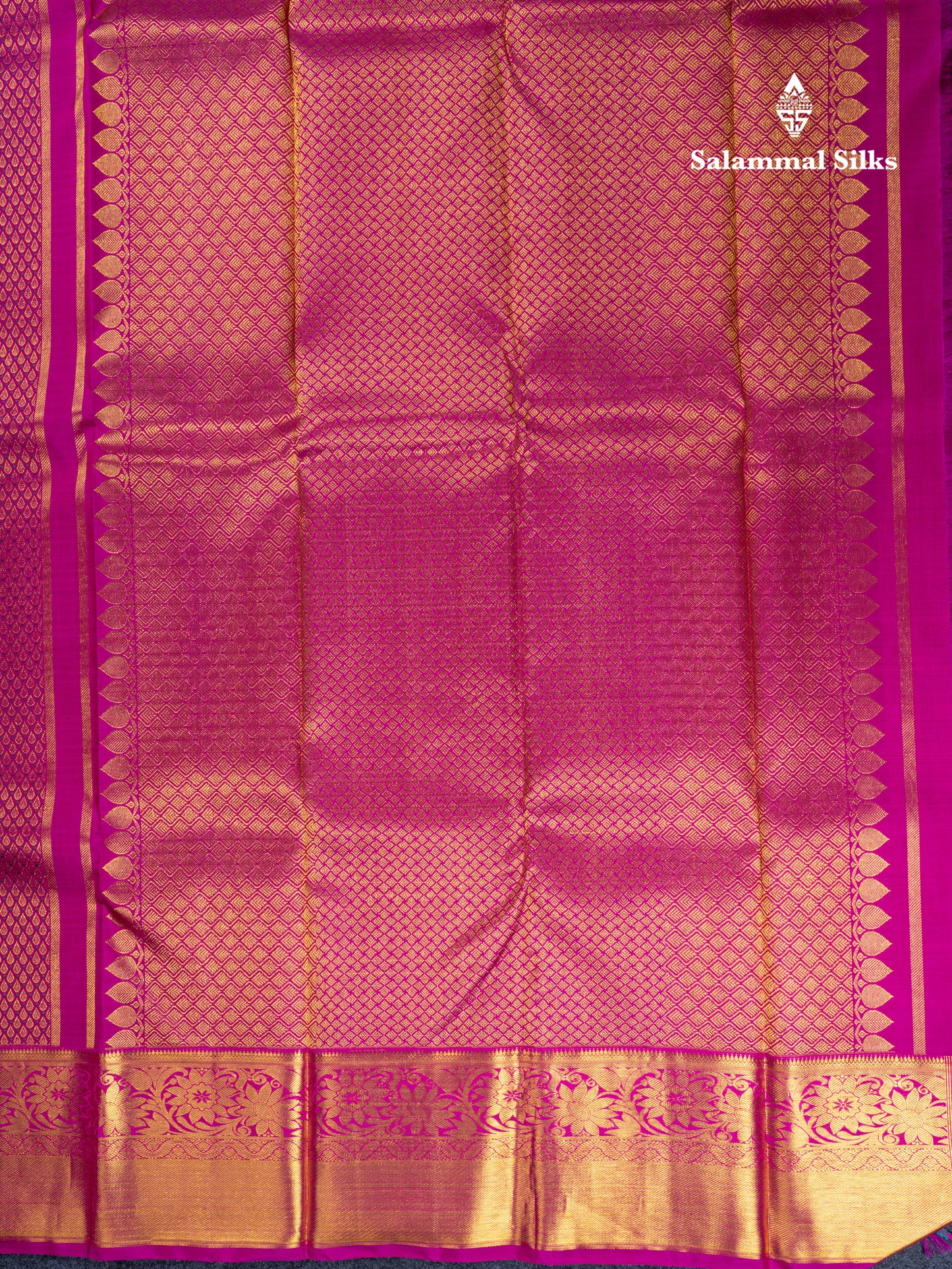 Magenta Pink Menakari Work Bridal Pure Kanjivaram Silk Saree With Traditional Border