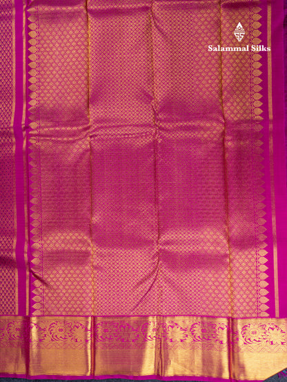 Magenta Pink Menakari Work Bridal Pure Kanjivaram Silk Saree With Traditional Border