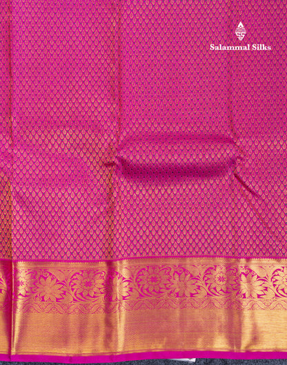 Magenta Pink Menakari Work Bridal Pure Kanjivaram Silk Saree With Traditional Border