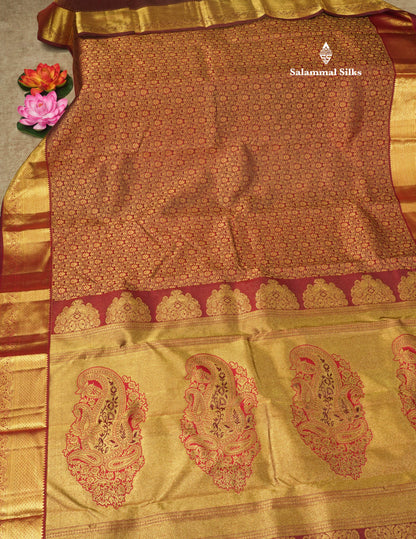 Dark Maroon Beautiful Bridal Pure Kanjivaram Silk Saree With Gold Zari Border