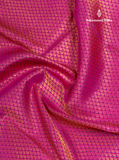 Magenta Pink Menakari Work Bridal Pure Kanjivaram Silk Saree With Traditional Border