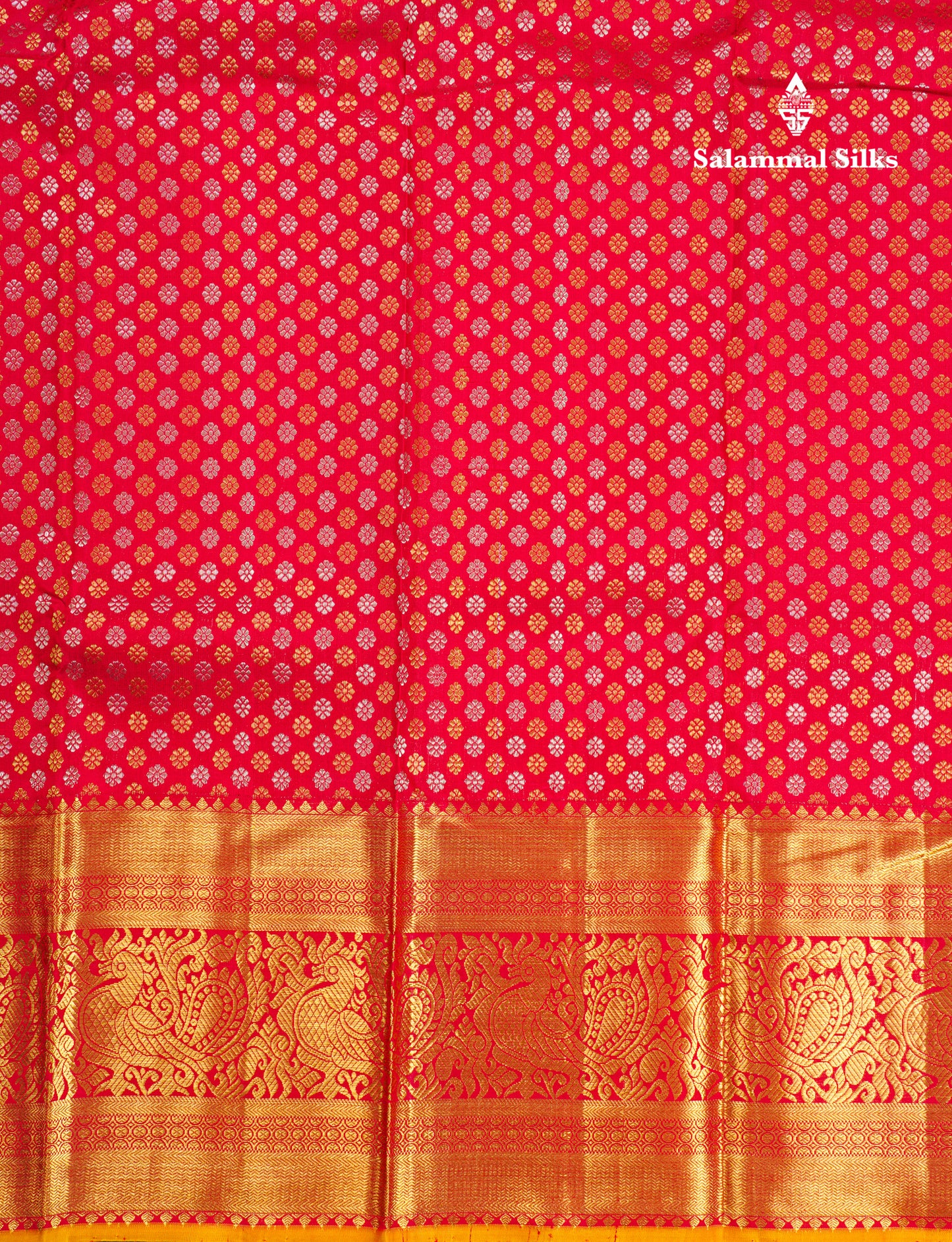 Beautiful Red Bridal Pure Kanjivaram Silk Saree With Traditional Self Border
