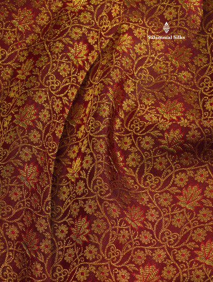 Dark Maroon Beautiful Bridal Pure Kanjivaram Silk Saree With Gold Zari Border