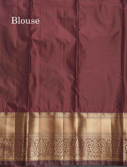 Semi Silk Saree - Dual Tone Green Colour Body With Contrast Dark Brown Traditional Evening Morning Border