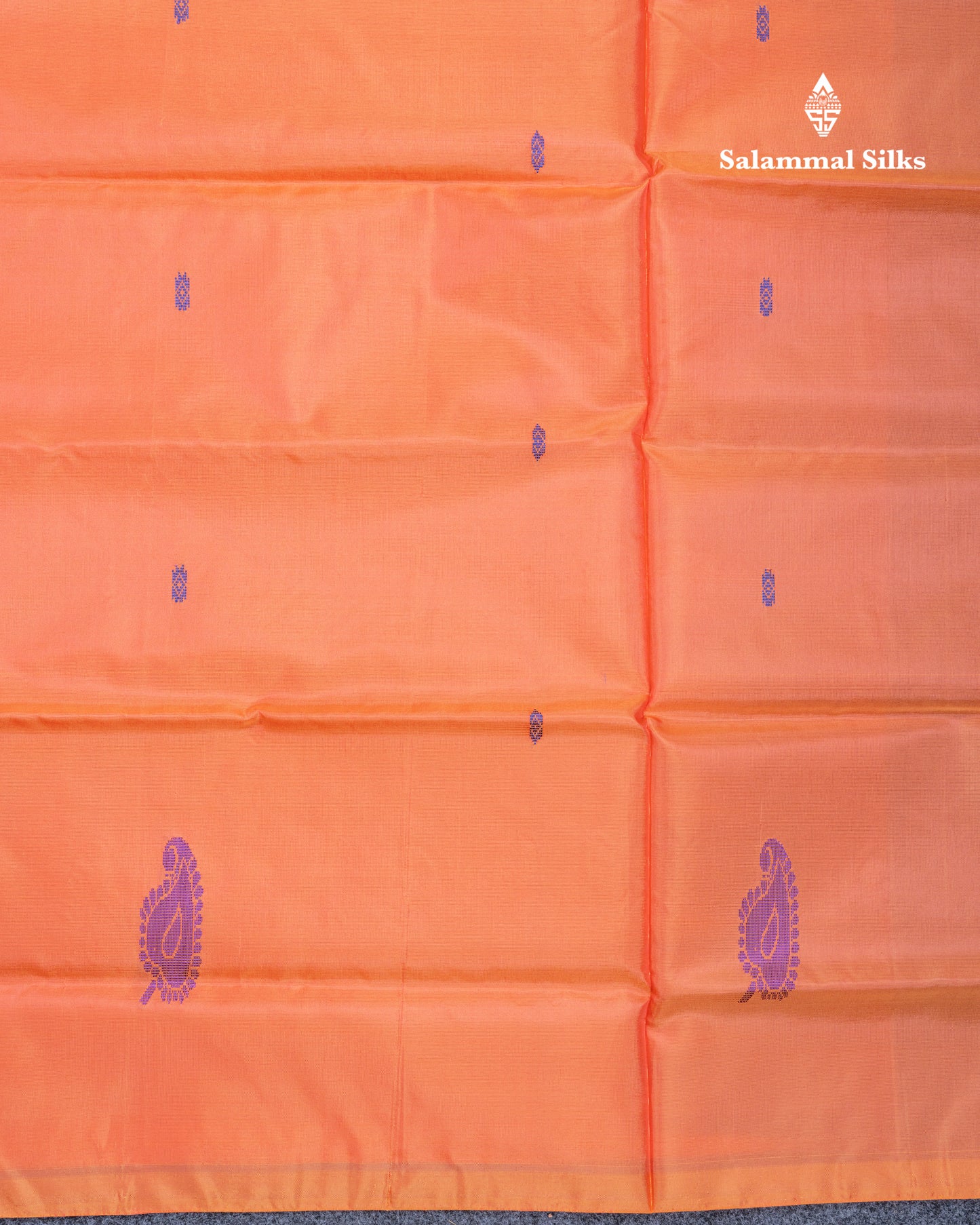 Orange Banana Pinth Saree (Vaazhainaar Pattu) With Contrast Royal Blue Blouse