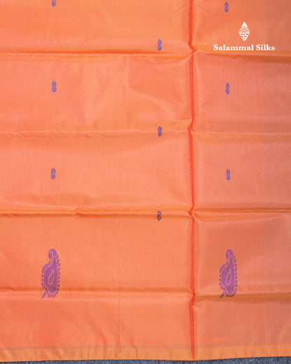 Orange Banana Pinth Saree (Vaazhainaar Pattu) With Contrast Royal Blue Blouse