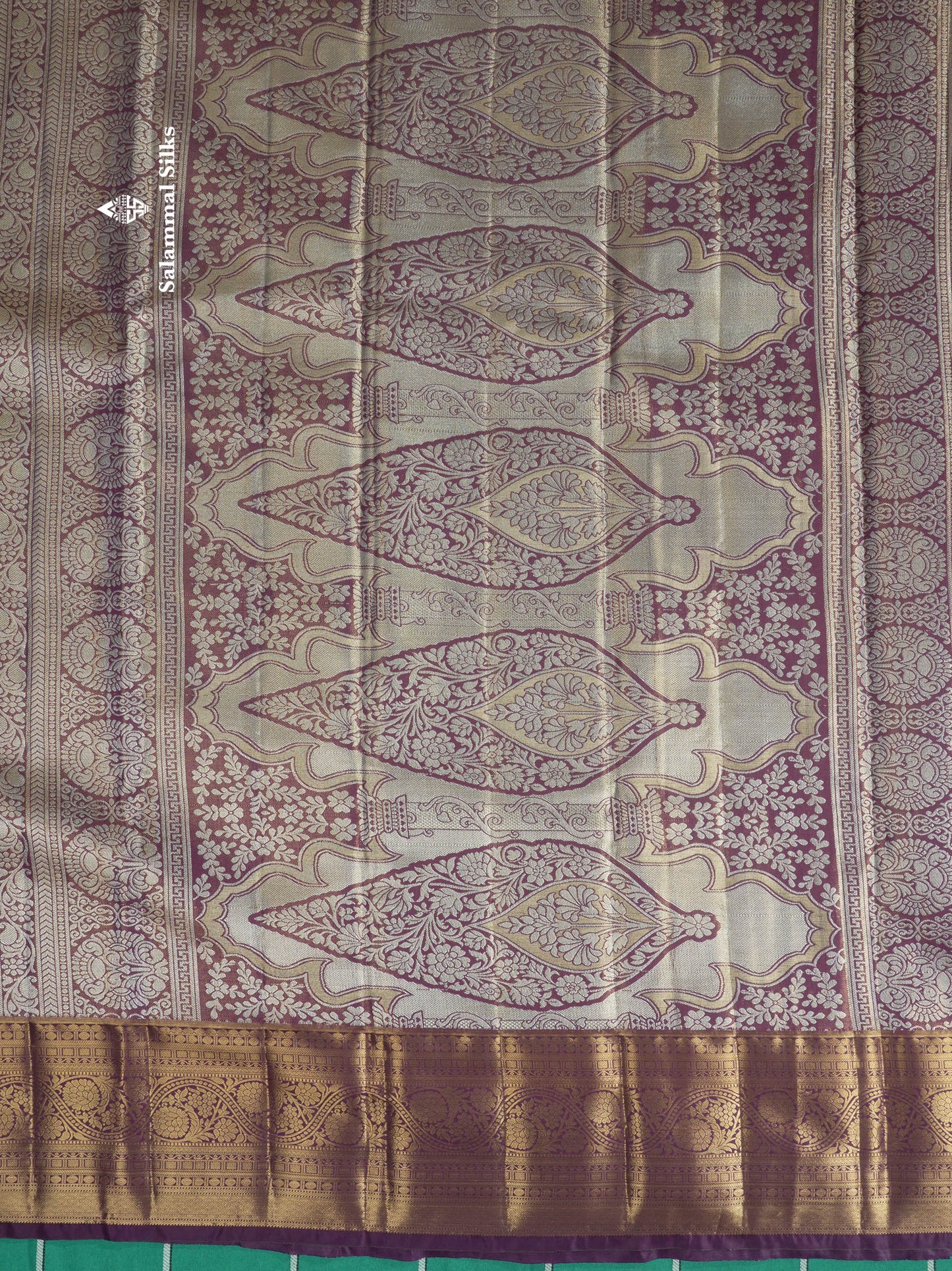 Light Green Tissue Bridal Semi Silk Saree With Contrast Magenta Border