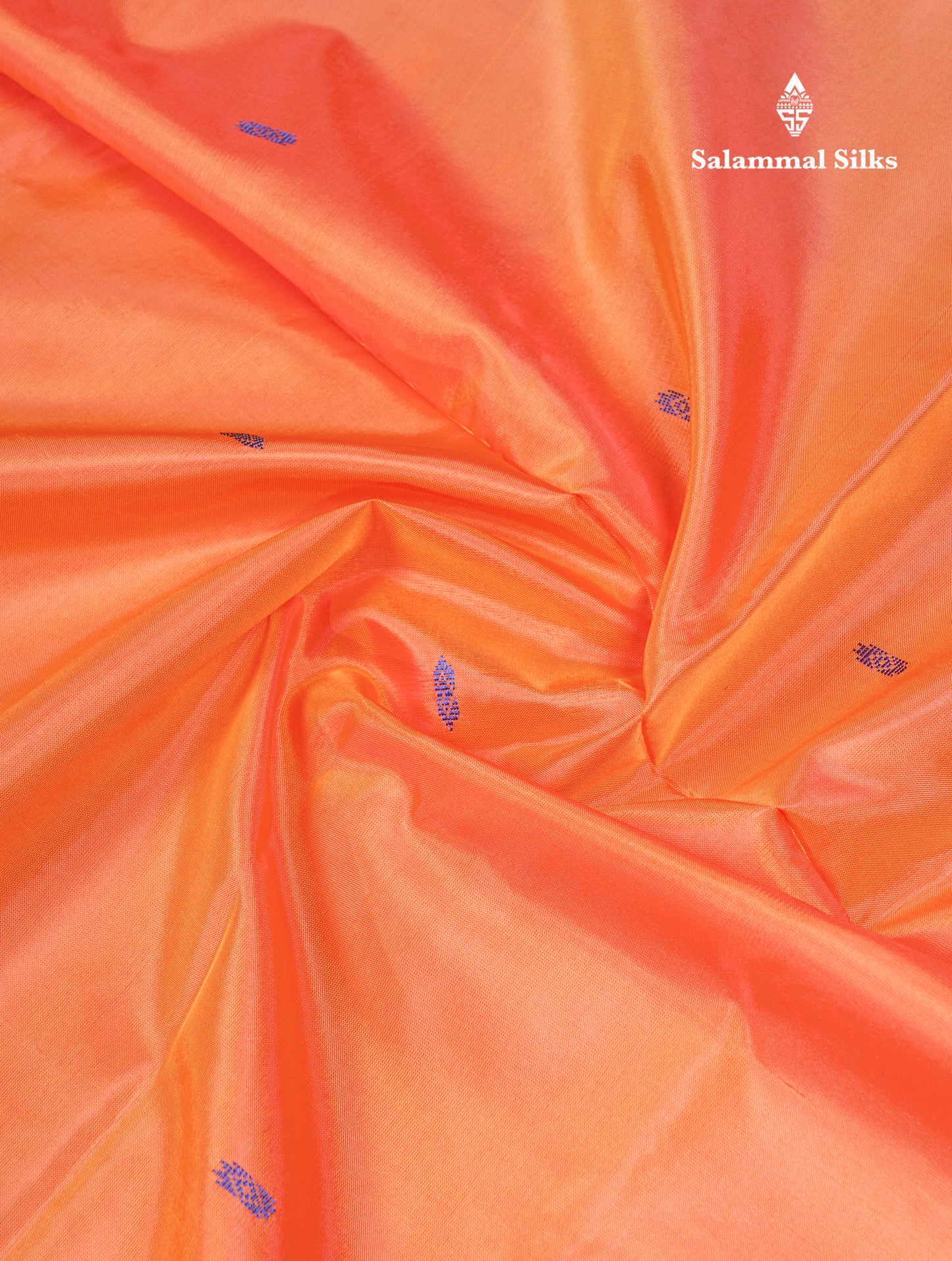 Orange Banana Pinth Saree (Vaazhainaar Pattu) With Contrast Royal Blue Blouse
