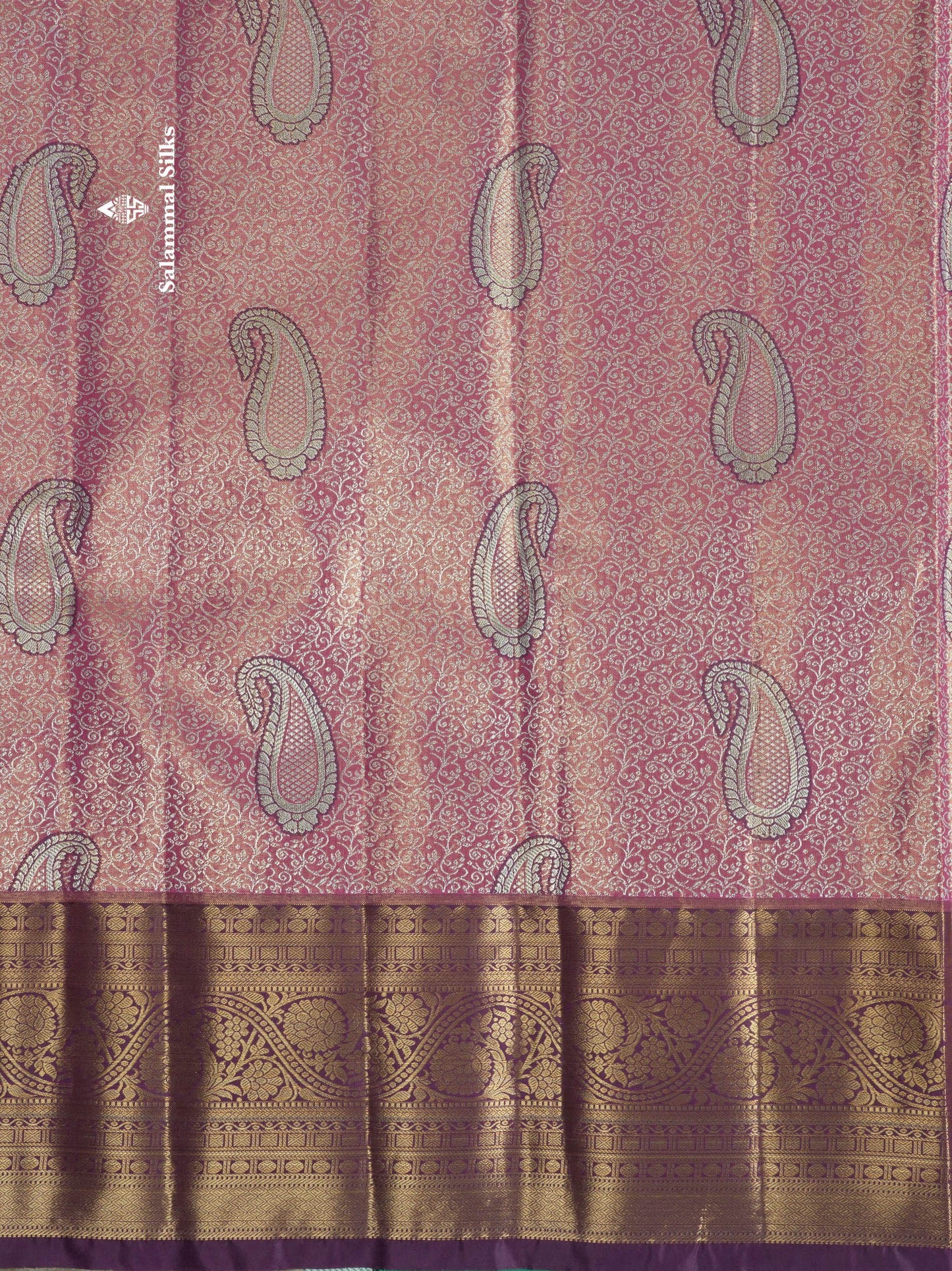 Light Green Tissue Bridal Semi Silk Saree With Contrast Magenta Border