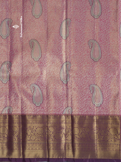 Light Green Tissue Bridal Semi Silk Saree With Contrast Magenta Border